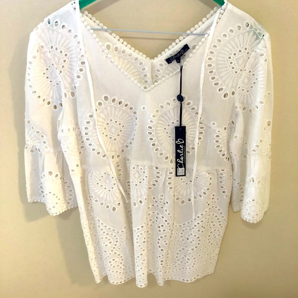 NWT eyelet detail boho tunic